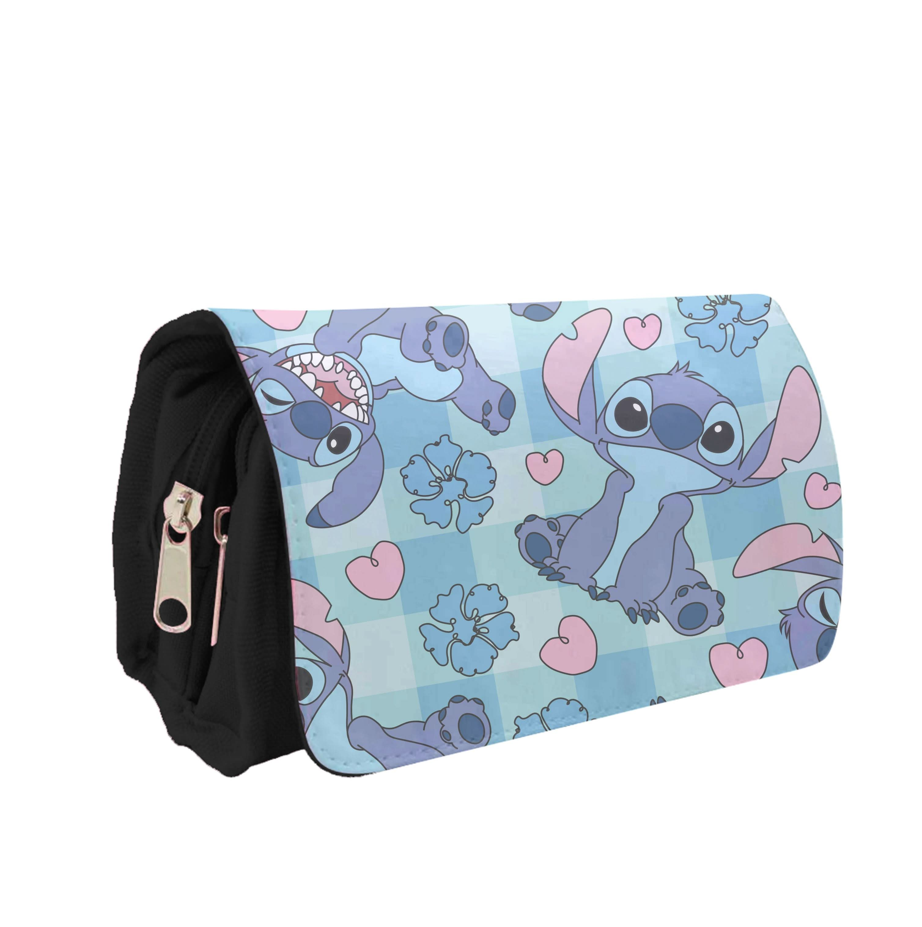 Blue Alien And Hearts Pattern Pencil Case