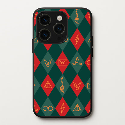 Christmas Wizard Icons Argyle Pattern iPhone 14 Pro Case