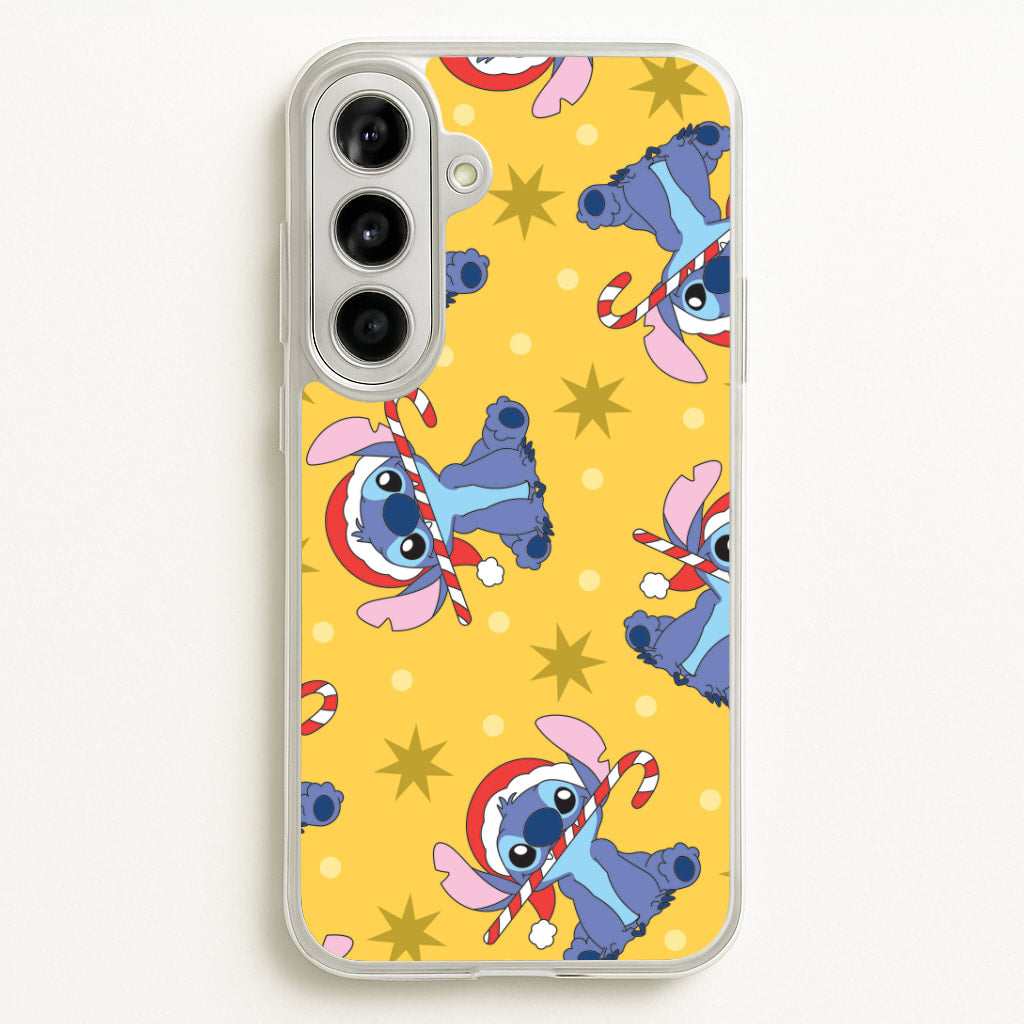 Cute Blue Alien Candycane Christmas Pattern Galaxy A56 Case