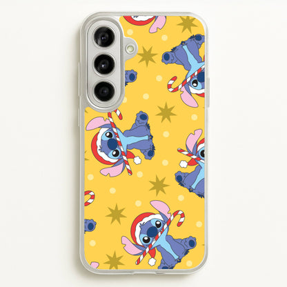 Cute Blue Alien Candycane Christmas Pattern Galaxy A56 Case