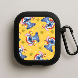 Cute Blue Alien Candycane Christmas Pattern Black AirPods Case
