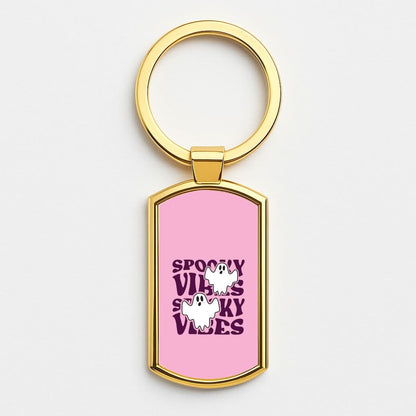 Spooky Vibes Pink Gold Keyring