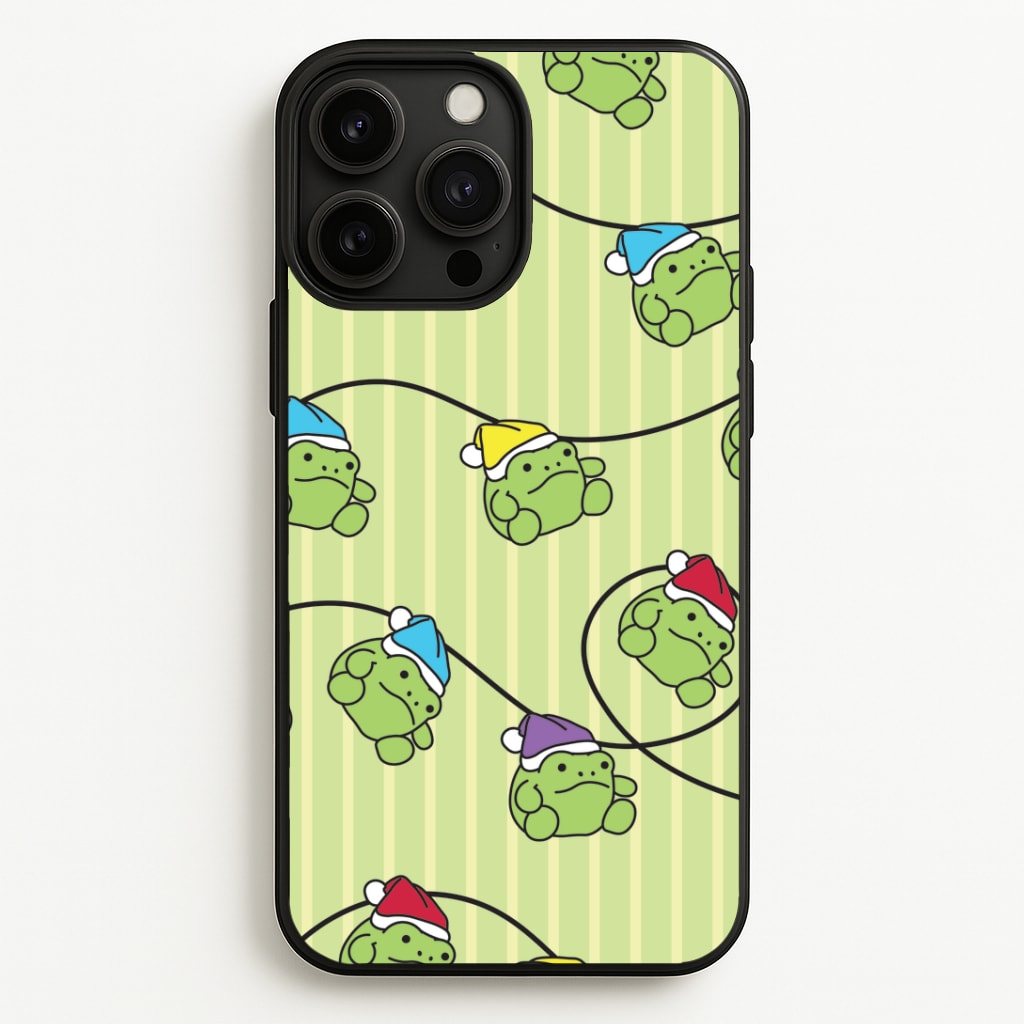 Christmas Frog Plush Fairylights Pattern iPhone 13 Pro Max Case