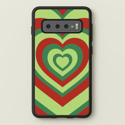 Red And Green Trippy Heart Christmas Pattern Galaxy S10 Plus Case