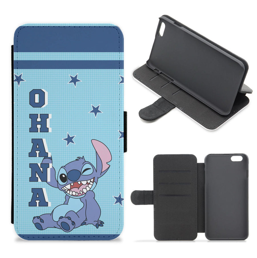 Blue Alien Ohana Flip / Wallet Phone Case