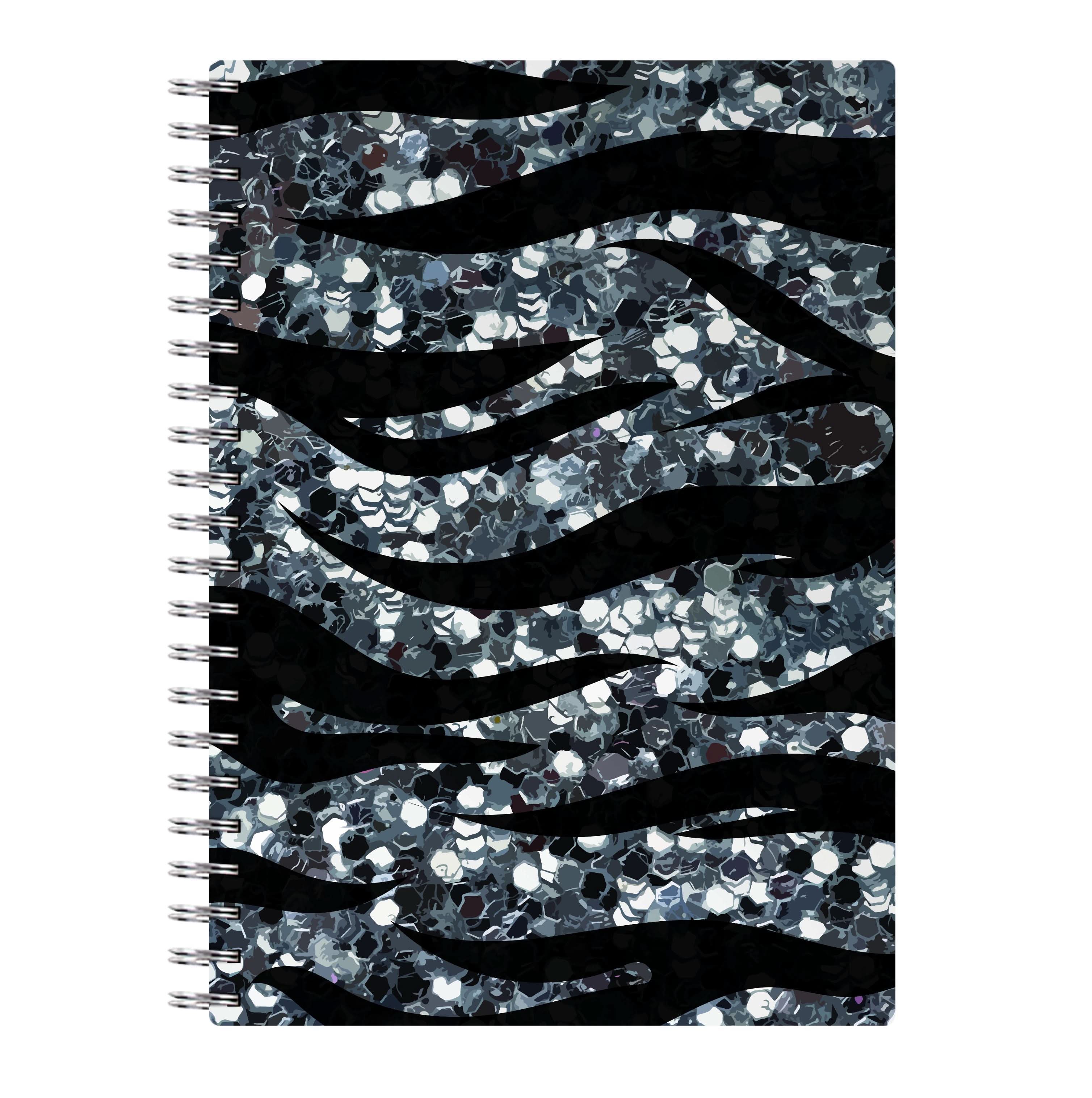 Silver Sequin Tiger Pattern Notebook