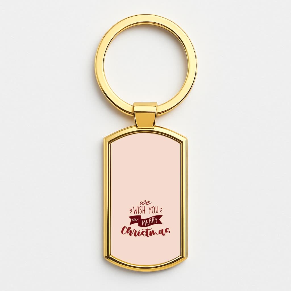We Wish You A Merry Christmas Quote Gold Keyring