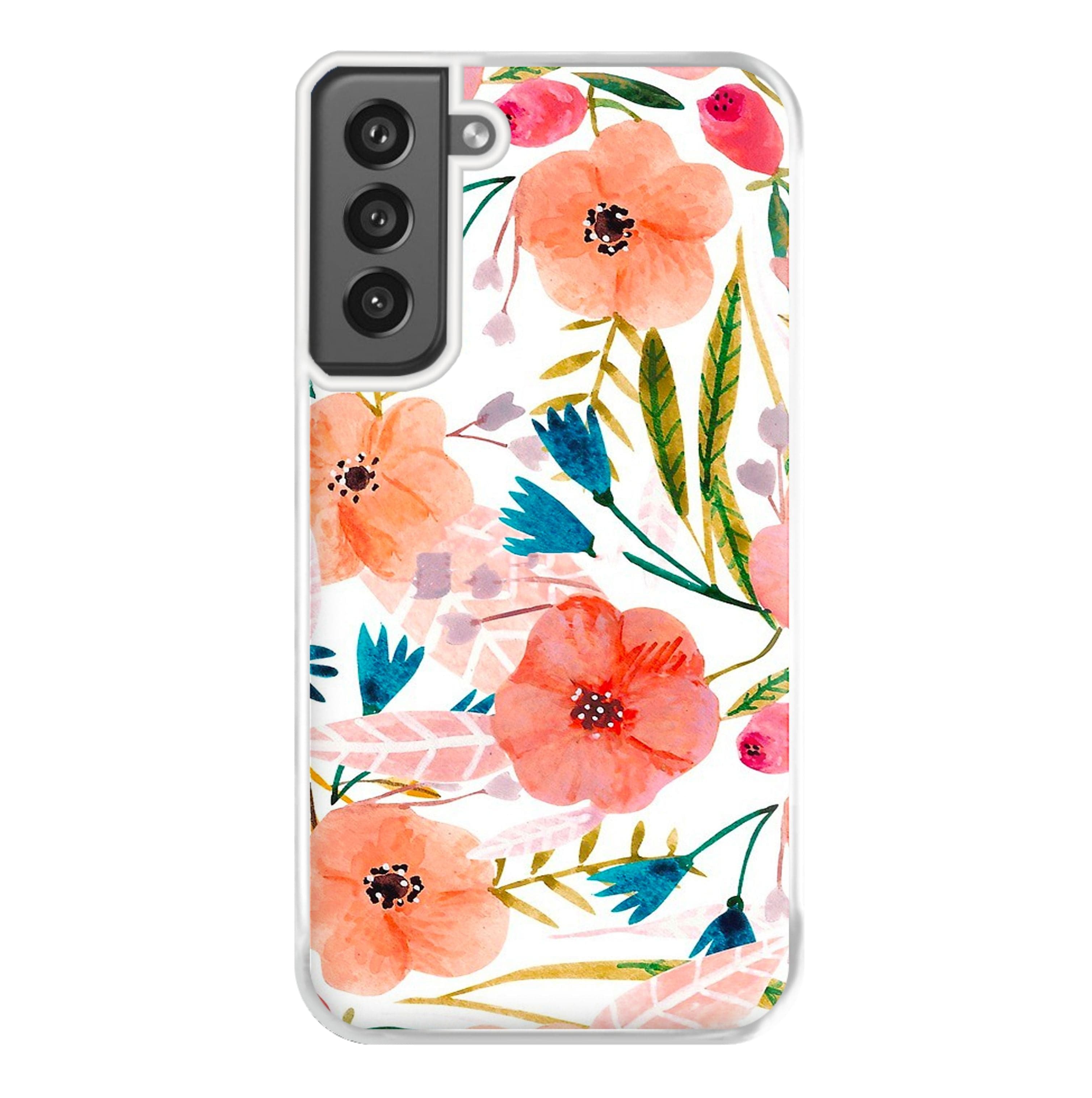 Peach Watercolour Floral Pattern Phone Case