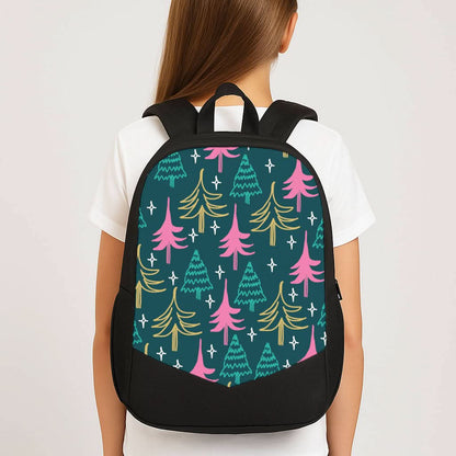 Colourful Sketched Christmas Trees Pattern School Bag