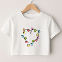 Cartoon Mouse Christmas Fairylights Heart Crop top