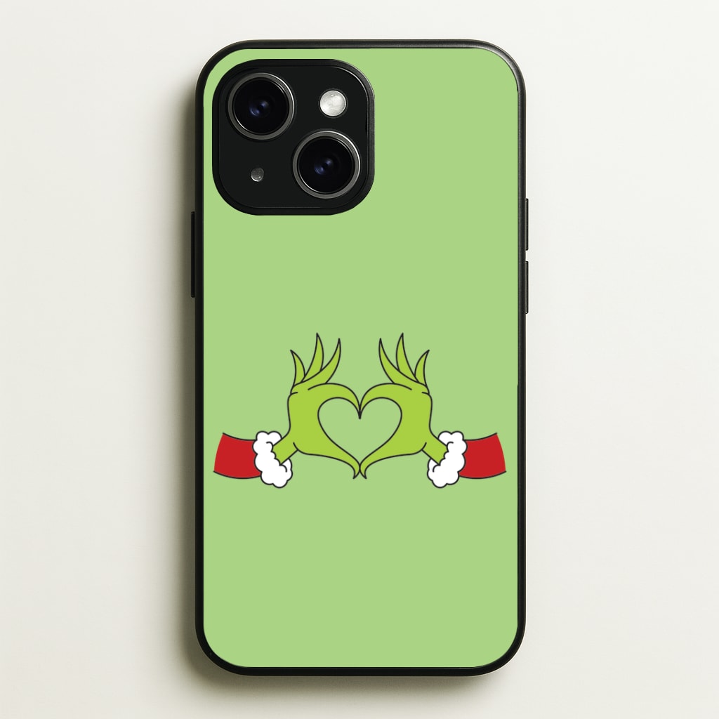 Christmas Green Heart iPhone 15 Plus Case