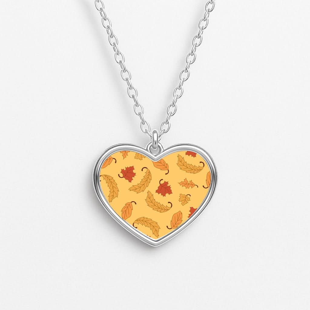 Leaves Assortment Pattern Heart Necklace