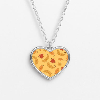 Leaves Assortment Pattern Heart Necklace
