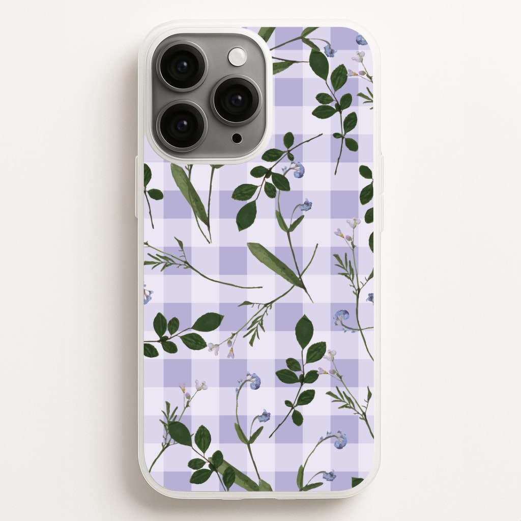 Checkered Pressed Flowers Pattern Phone Case for iPhone, Samsung Galaxy and Google Pixel
