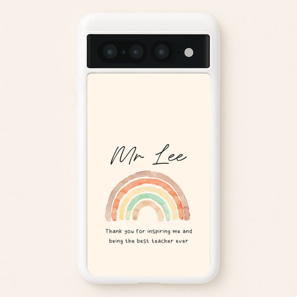 Biege Personalised Teacher Rainbow  Google Pixel 7 Pro Case