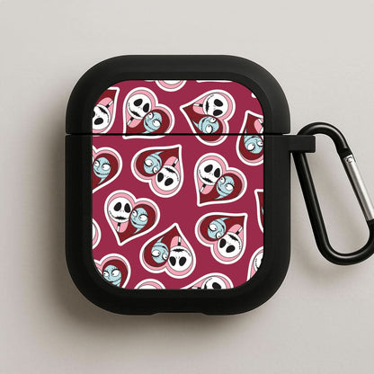 J And S Heart Pattern Black AirPods Case