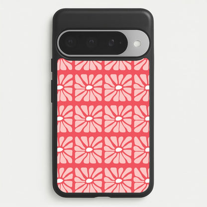 Square Abstract Flowers Pink Google Pixel 10 Pro XL Case