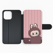 Stripey Cute Brown Monster Flip / Wallet Phone Case 2