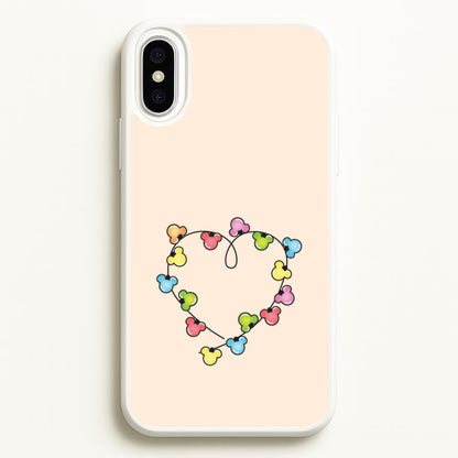 Cartoon Mouse Christmas Fairylights Heart iPhone XS Max Case