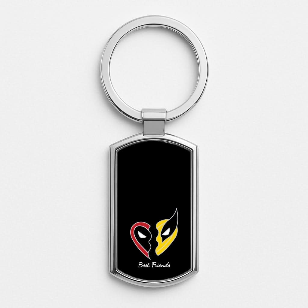 Superhero Best Friends Locket Silver Metal Keyring