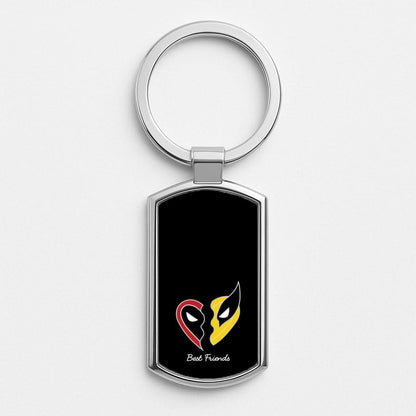 Superhero Best Friends Locket Silver Metal Keyring
