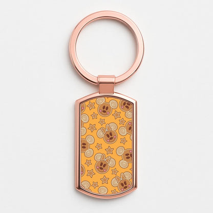 Cartoon Mouse Gingerbread Pattern Rose Gold Keyring