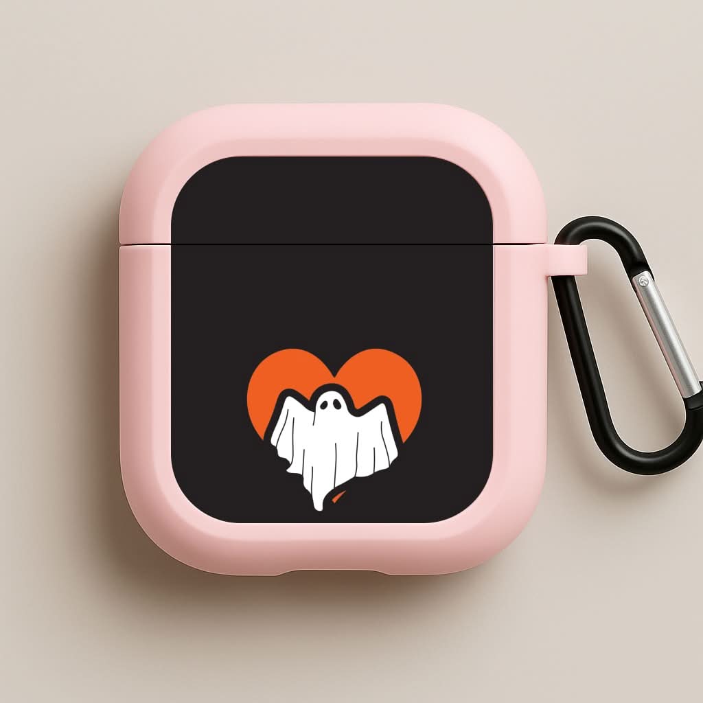 Ghost Heart  Pink AirPods Case