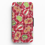 Christmas Plushies Tartan Pattern Flip / Wallet Phone Case 1