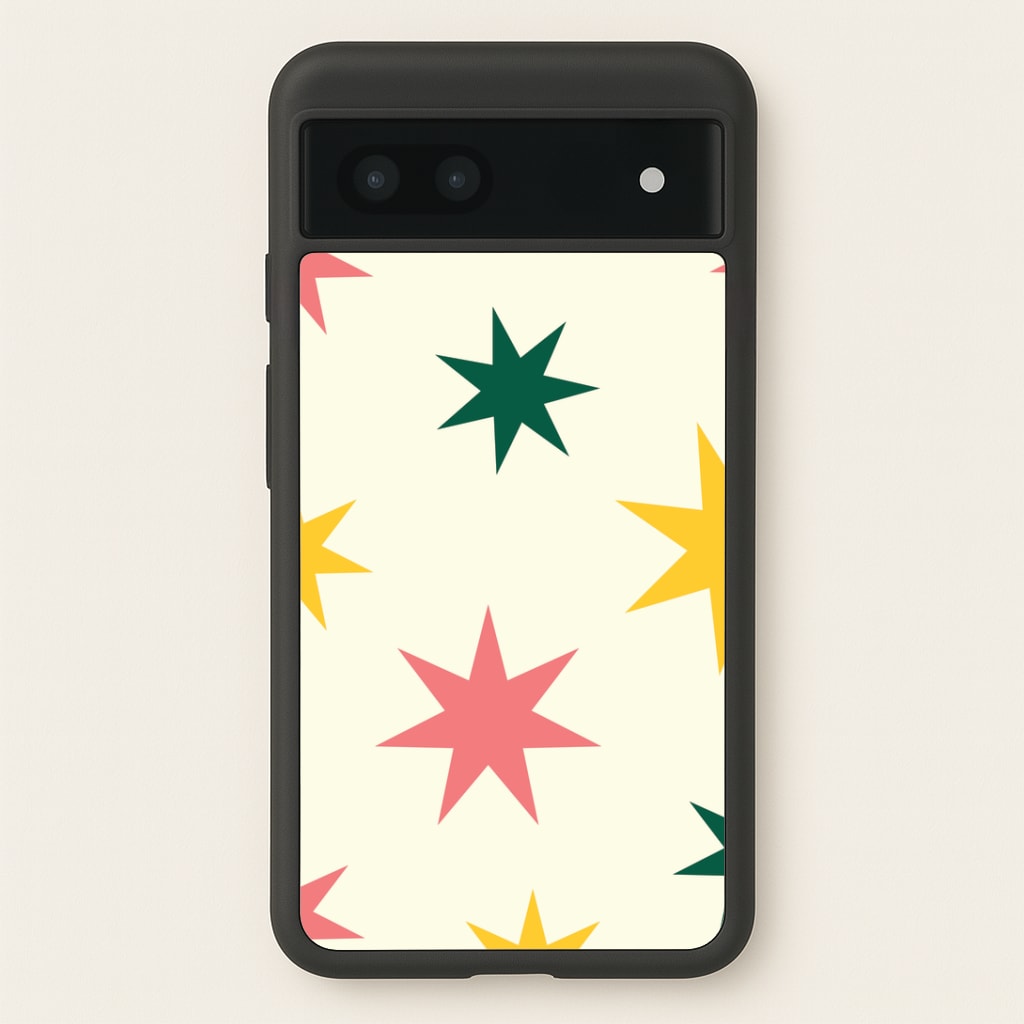 Colourful Christmas Stars Pattern Google Pixel 6a Case