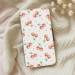 Cherry Angels Pattern Leather Phone Case