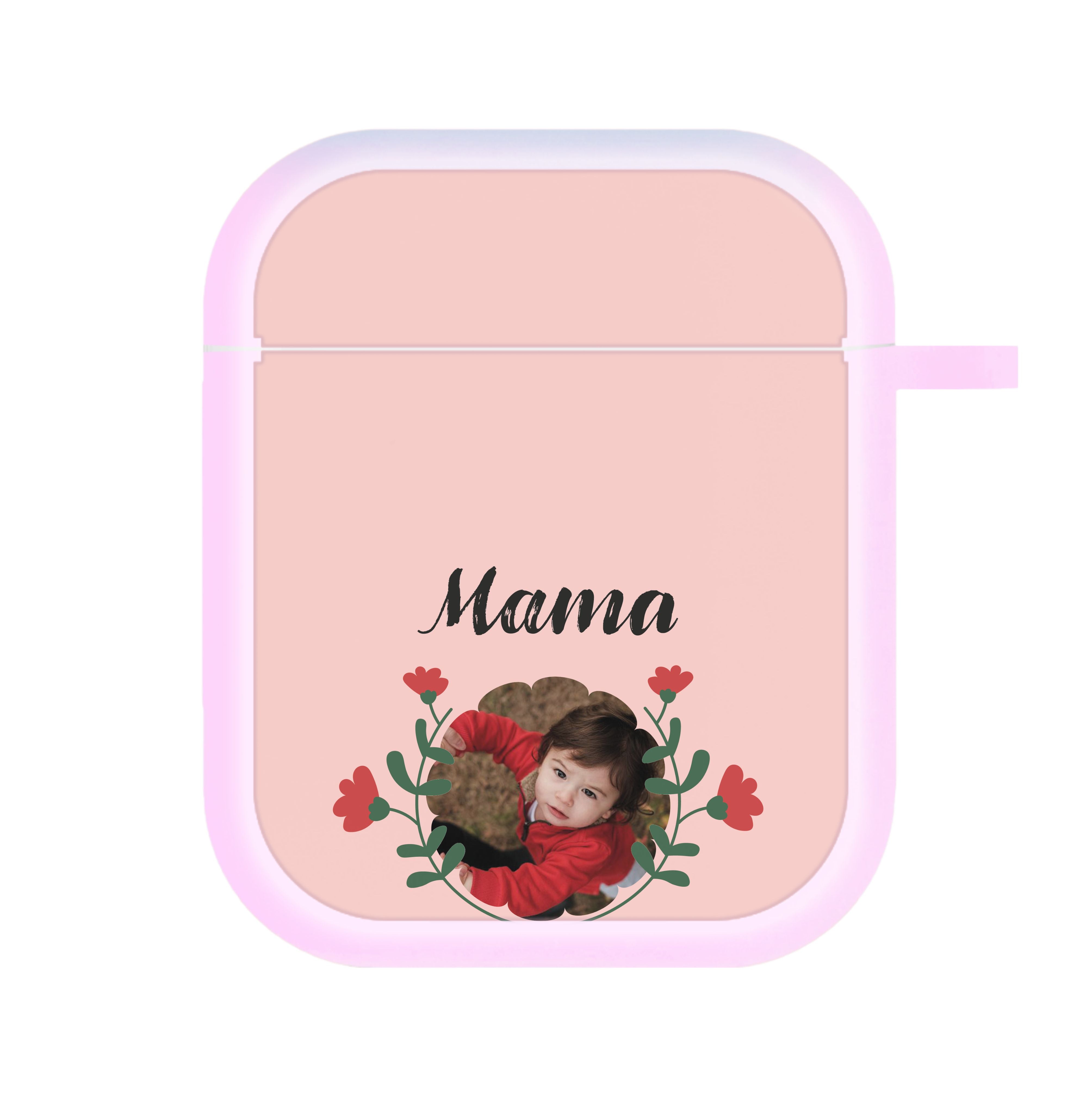 Mama Red Flowers - Personalised Mother's Day AirPods Case