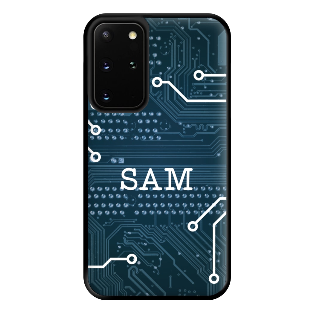 Blue Circuit Board Personalised Name Galaxy S20 Plus Case