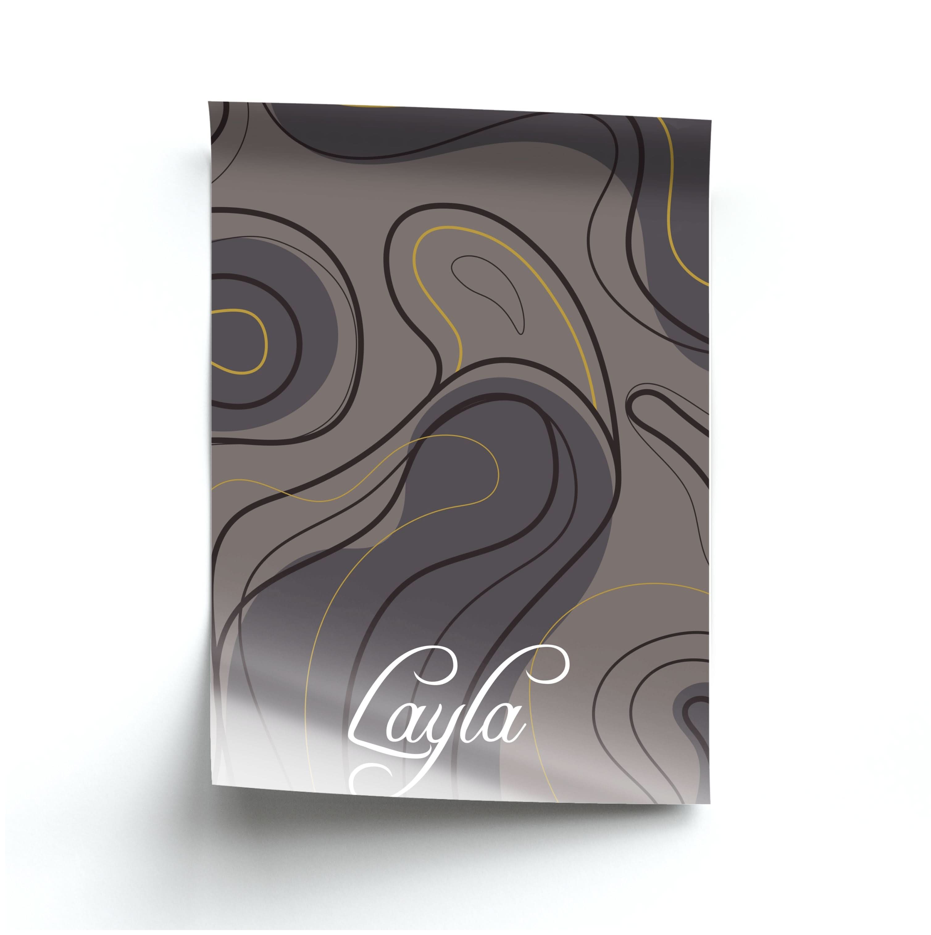 Brown Marble Waves Personalised Name Poster