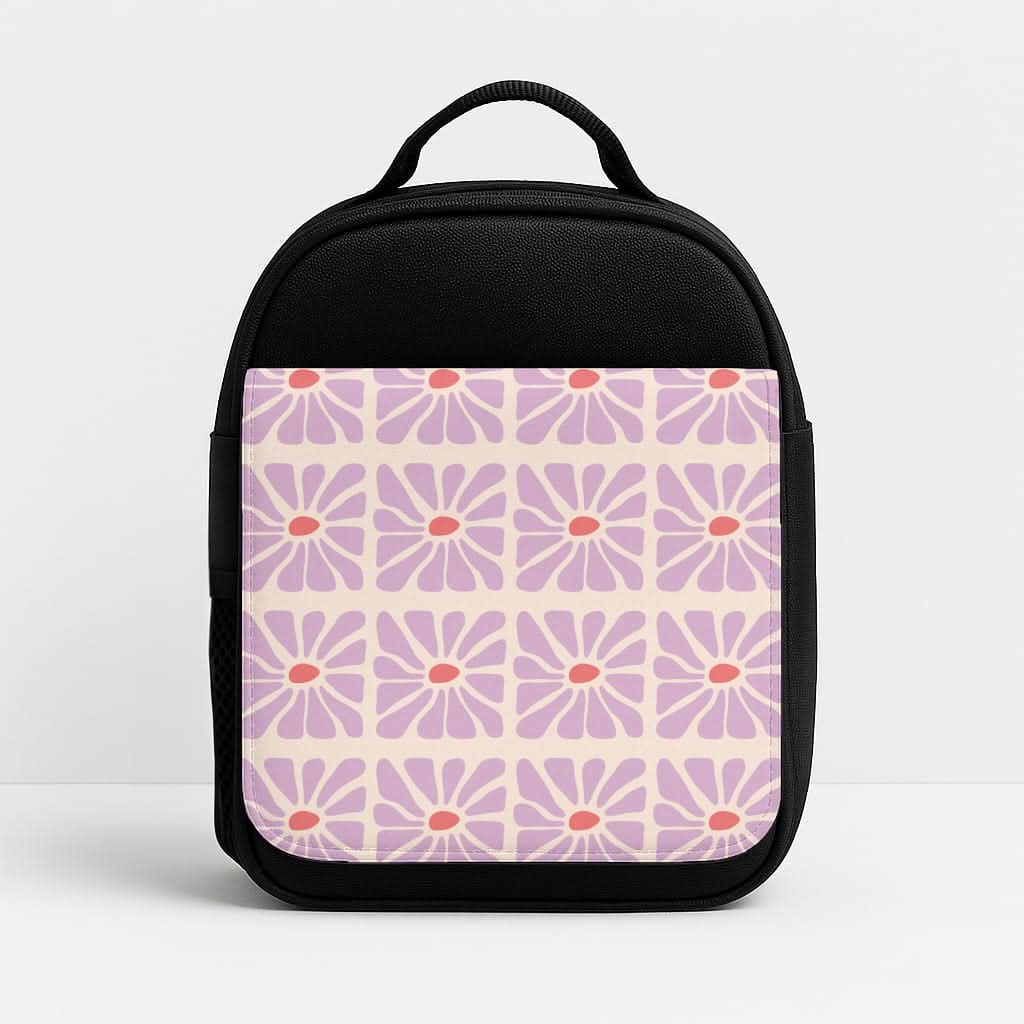 Square Abstract Flowers Mauve Lunchbox