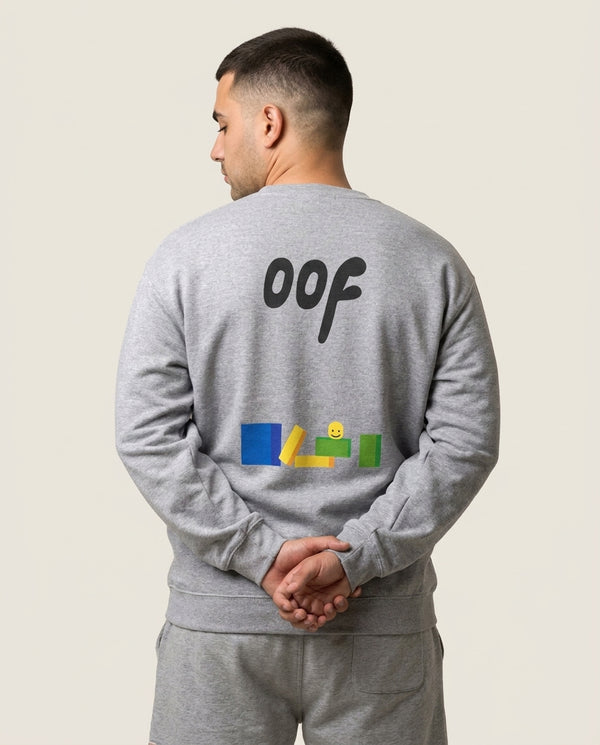 Oof Sweatshirt — Grey Back, worn