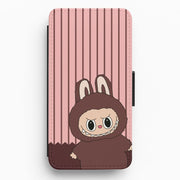 Stripey Cute Brown Monster Flip / Wallet Phone Case 1