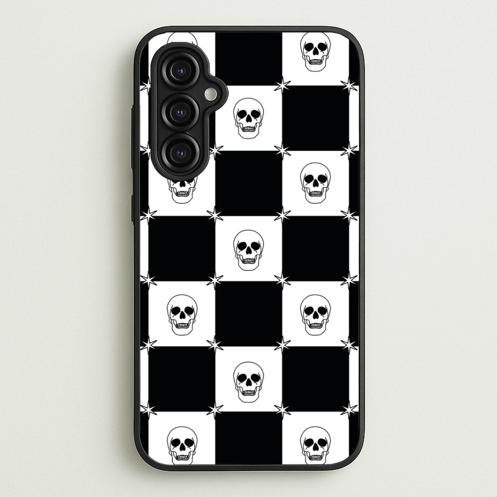 Checkered Skulls Pattern Galaxy A14 Case