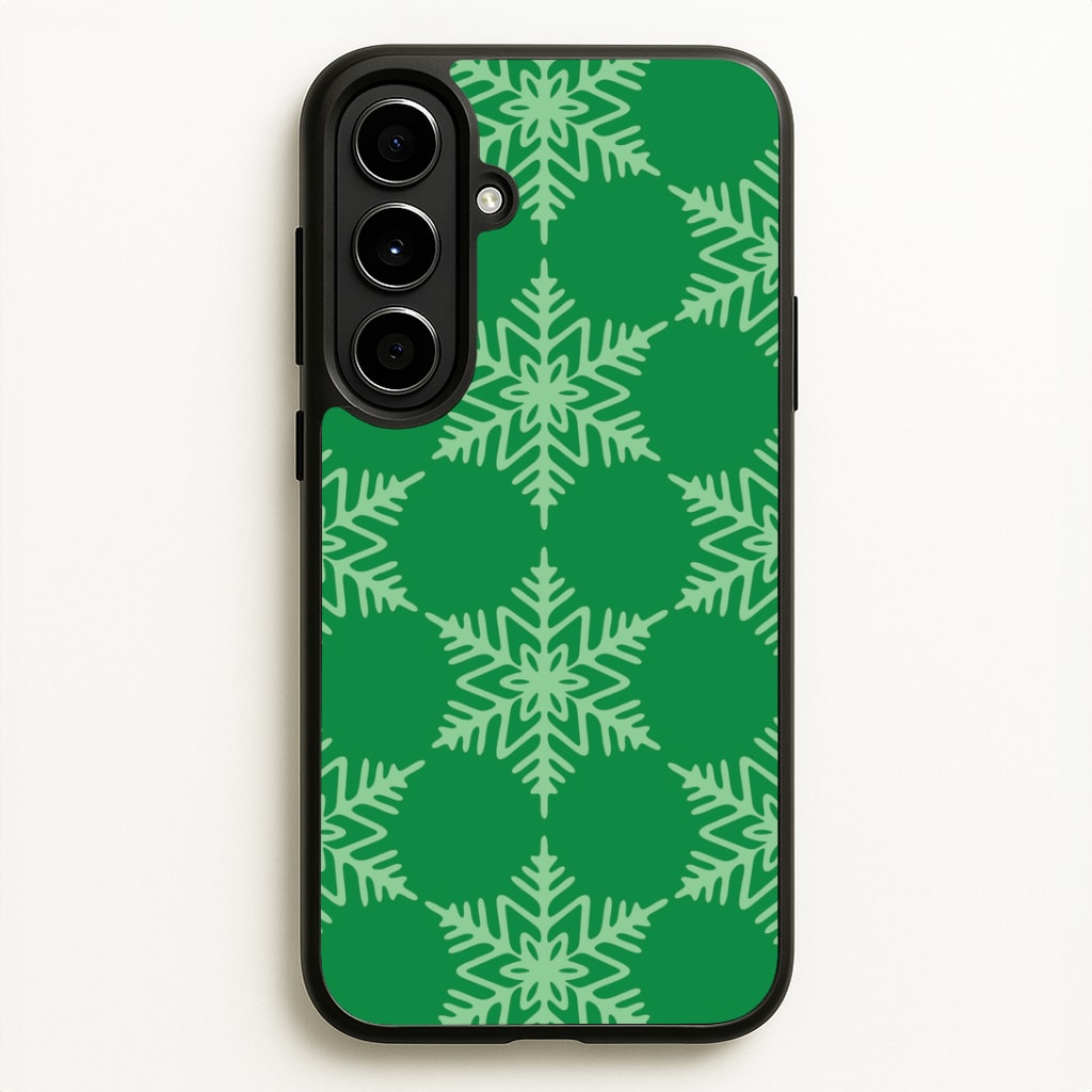Green Giant Snowflakes Christmas Pattern Galaxy A56 Case
