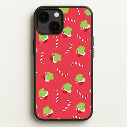 Green Creature And Candy Canes Pattern iPhone 13 Mini Case