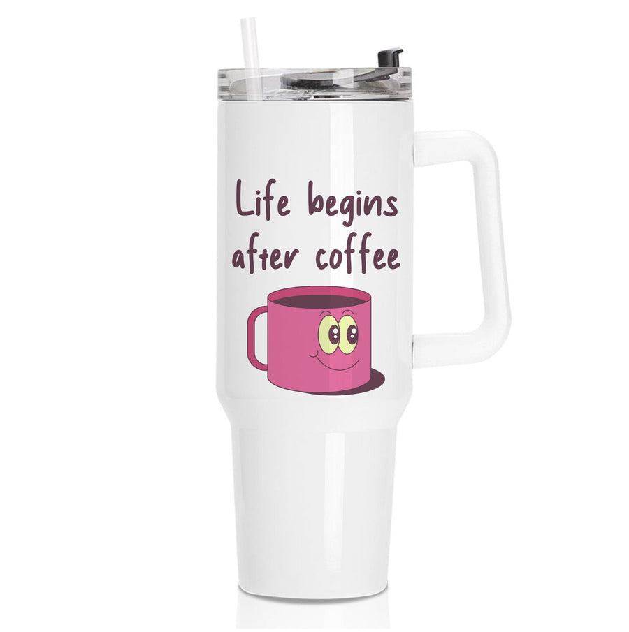 Life Begins After Coffee - Aesthetic Quote Tumbler