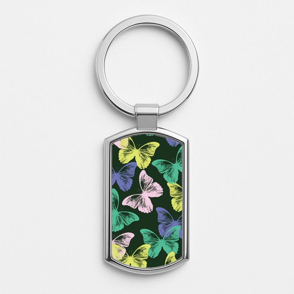Colourful Butterfly Stamps Pattern Luxury Keyring