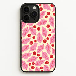 Pink Holly And Berries Pattern iPhone 11 Pro Case