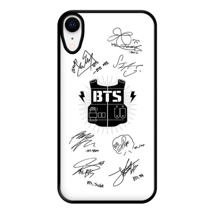 White K-Pop Band Army Logo and Signatures Phone Case