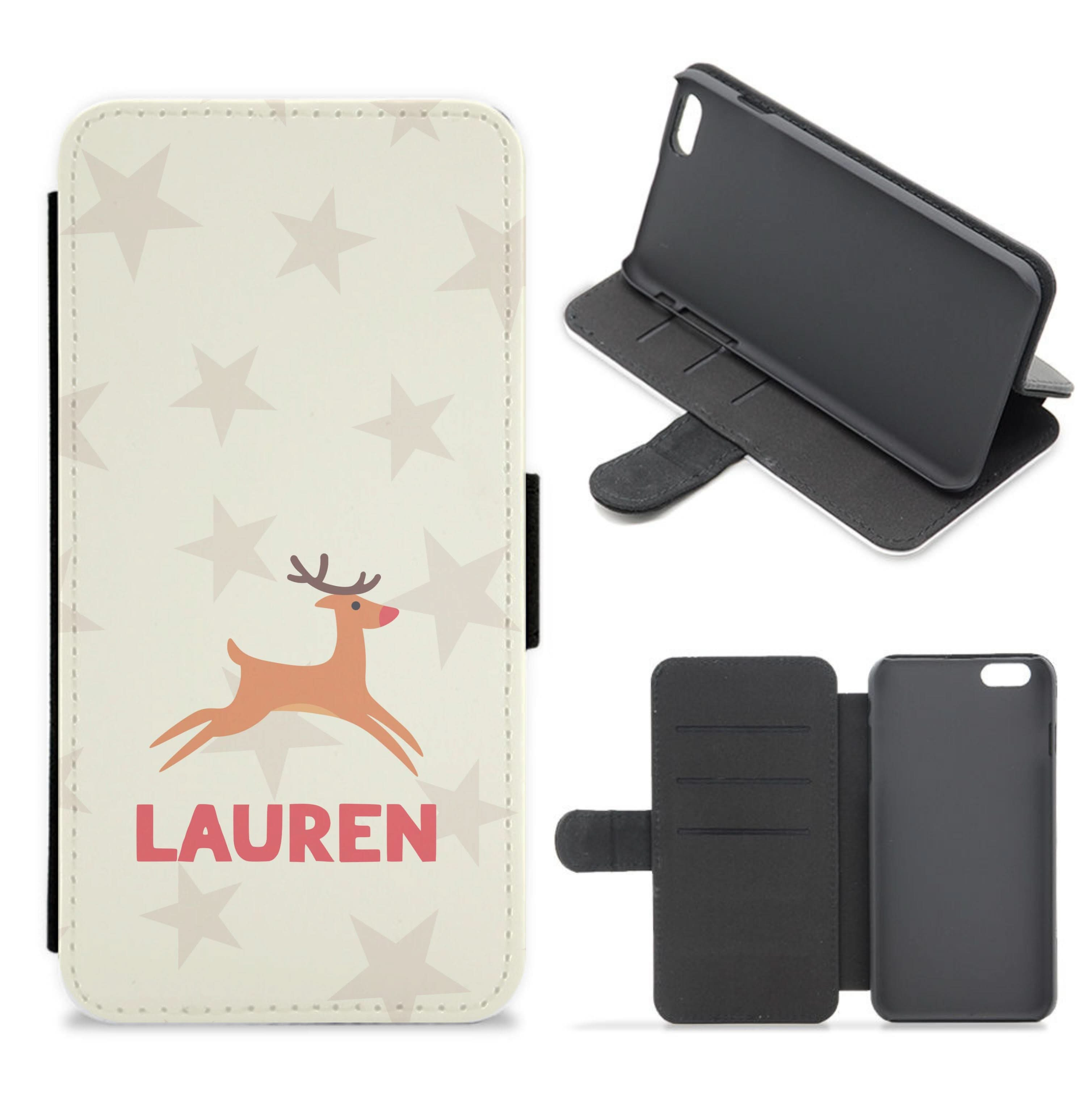 Personalised Raindeer Flip / Wallet Phone Case