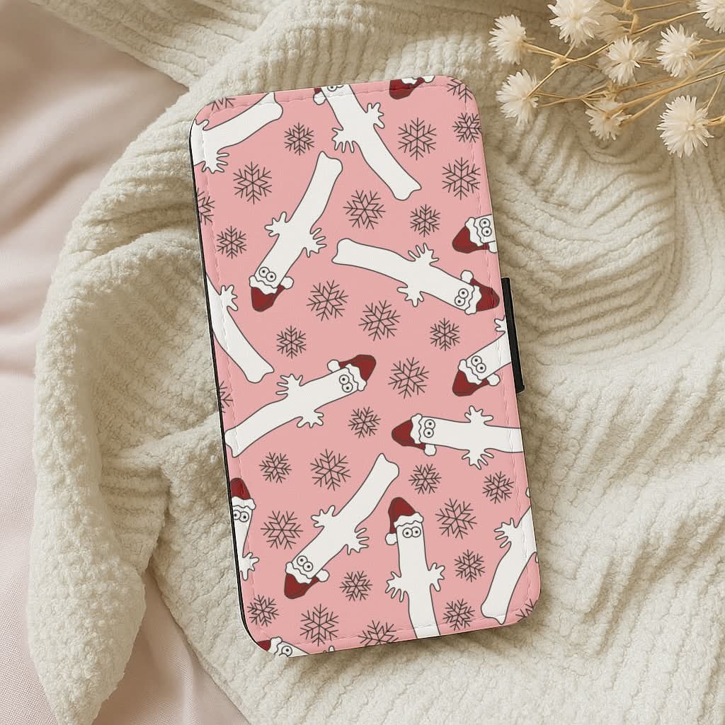 Wiggly Moom Xmas Hat Pattern Leather Phone Case
