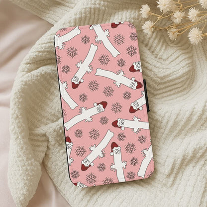 Wiggly Moom Xmas Hat Pattern Leather Phone Case