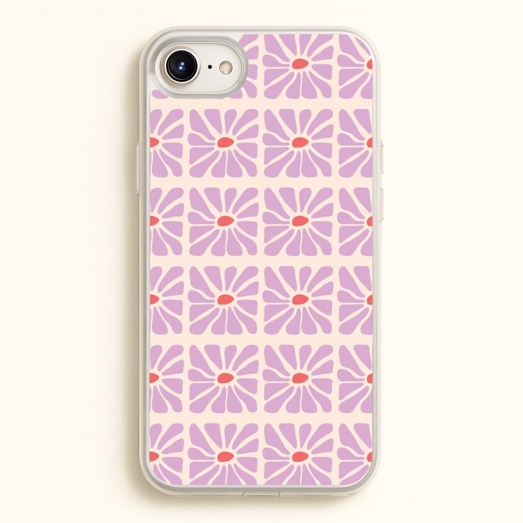 Square Abstract Flowers Mauve iPhone 6 / 7 / 8 / SE Case