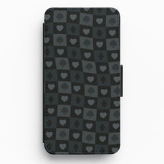 Card Suits Pattern Black Flip / Wallet Phone Case