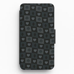Card Suits Pattern Black Flip / Wallet Phone Case