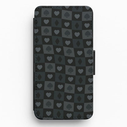 Card Suits Pattern Black Flip / Wallet Phone Case